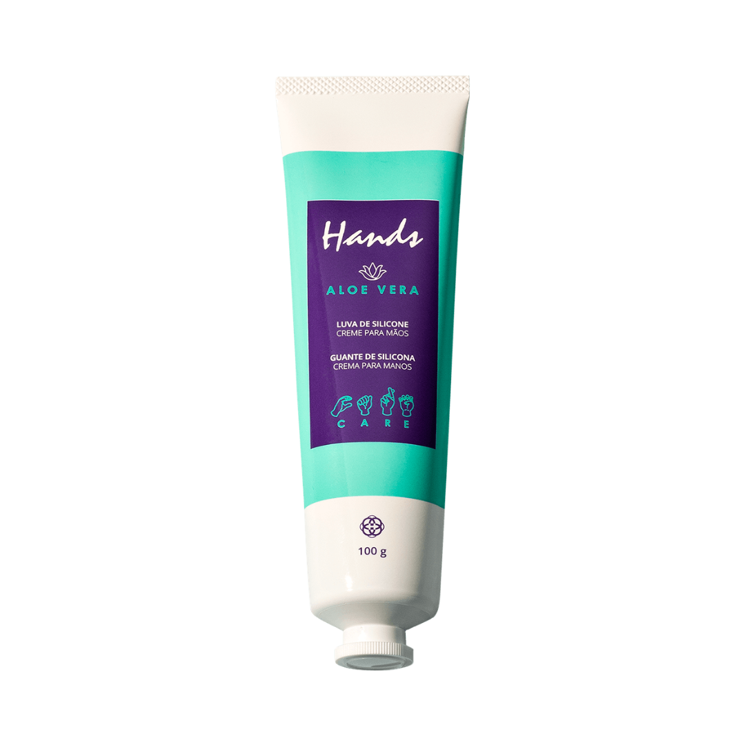 Luva De Silicone Aloe Vera Creme Para As Mãos Hands 100g