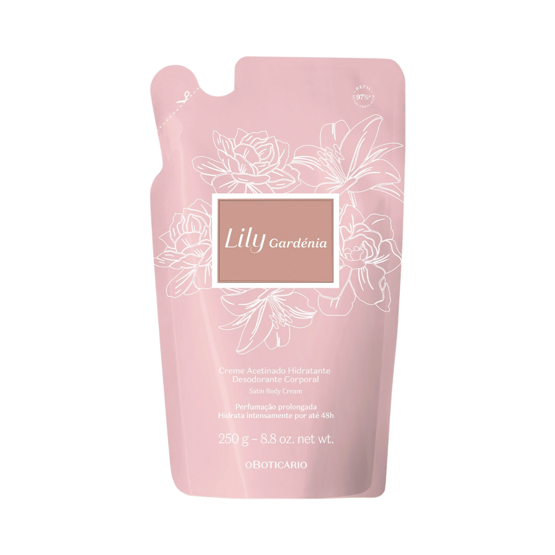 Refil Creme Acetinado Hidratante Desodorante Corporal Lily Gardénia 250g