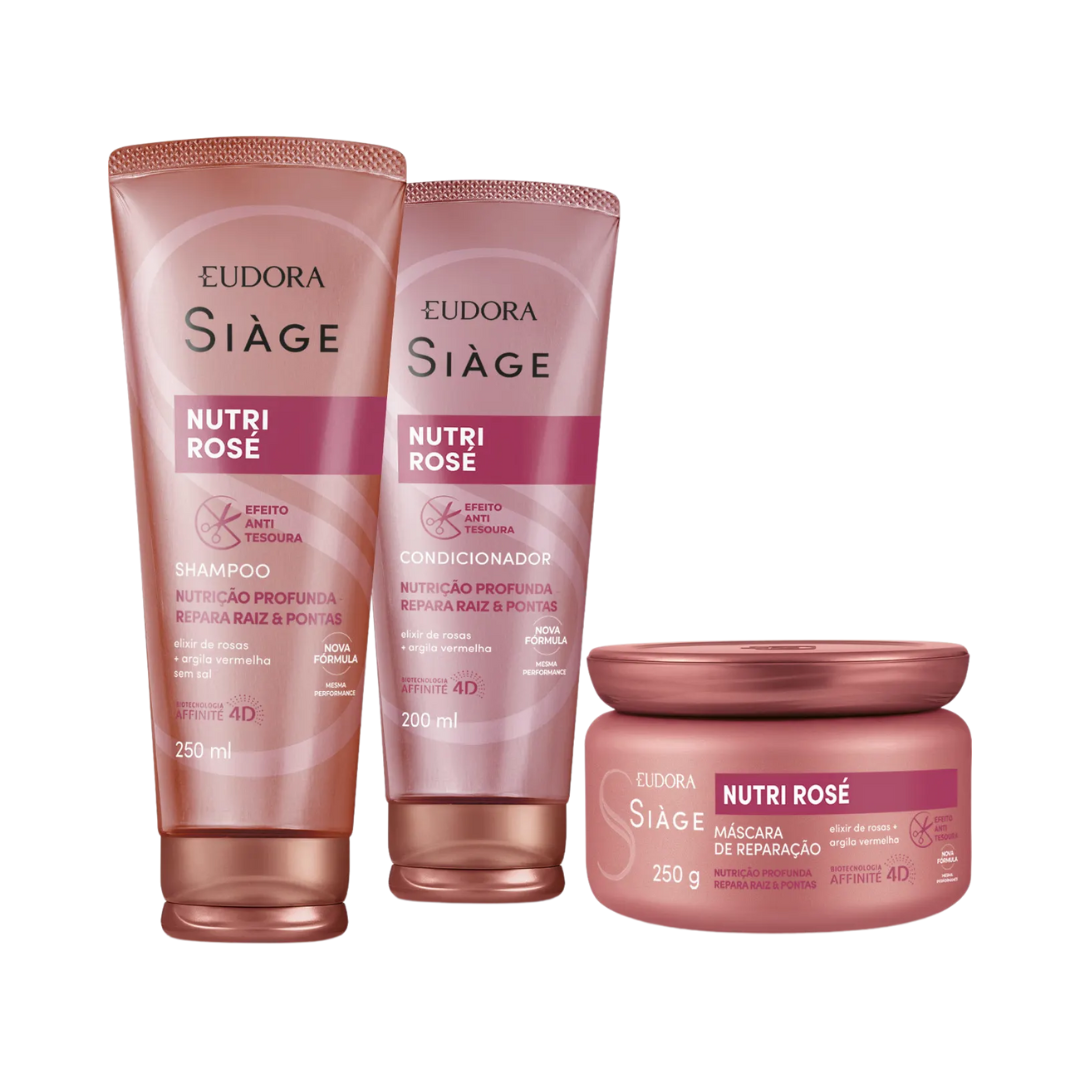 Combo Nutri Rose: Shampoo + Condicionador + Máscara