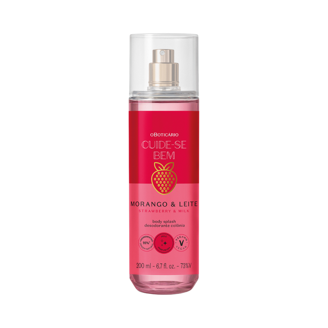 Body Splash Desodorante Colônia Cuide-se Bem Morango e Leite 200ml