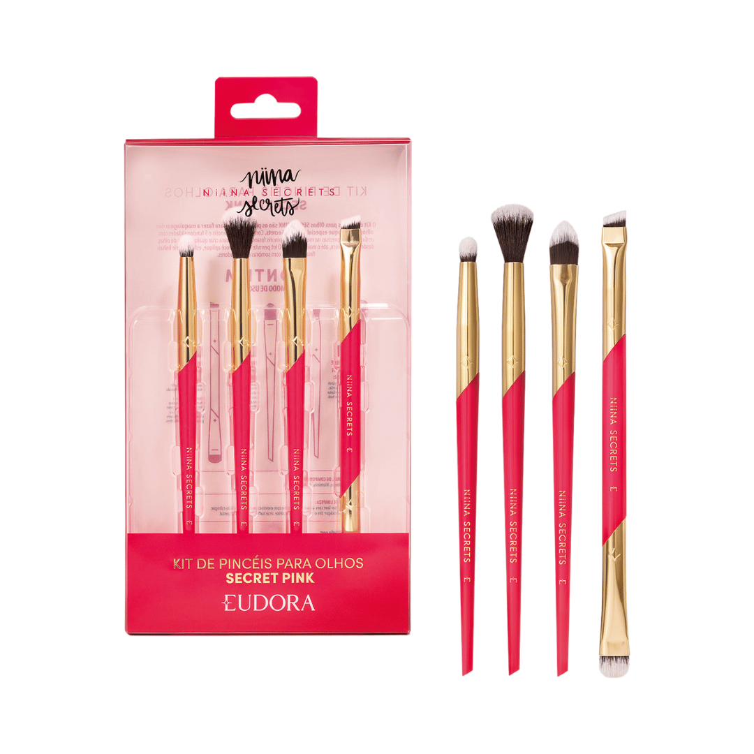 Kit Pincéis Para Olhos Secret Pink Niina Secrets