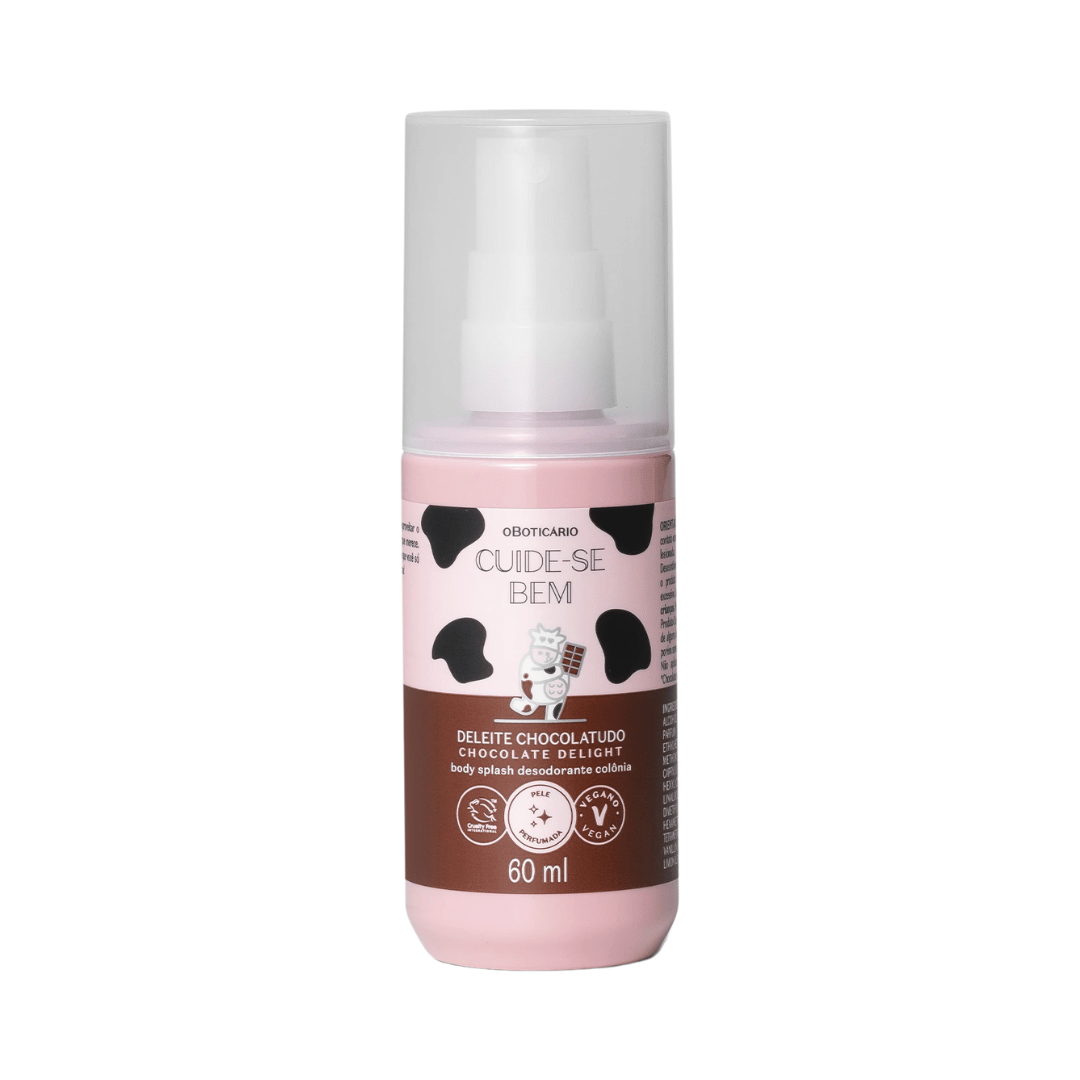 Mini Body Splash Desodorante Colônia Cuide-se Bem Deleite Chocolatudo 60ml