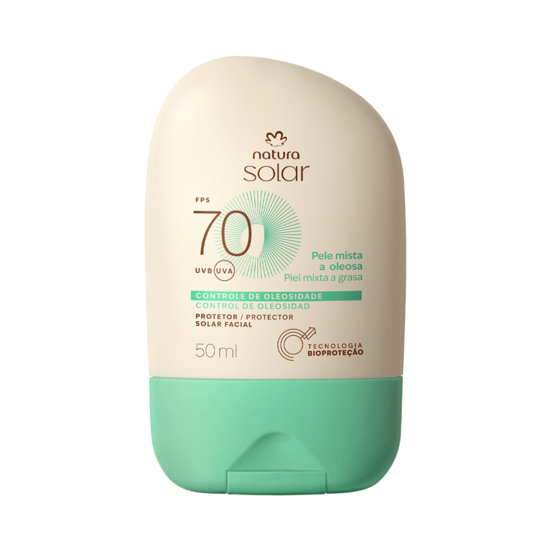 Protetor Solar Facial Pele Mista A Oleosa Fps 70 Natura Solar 50ml