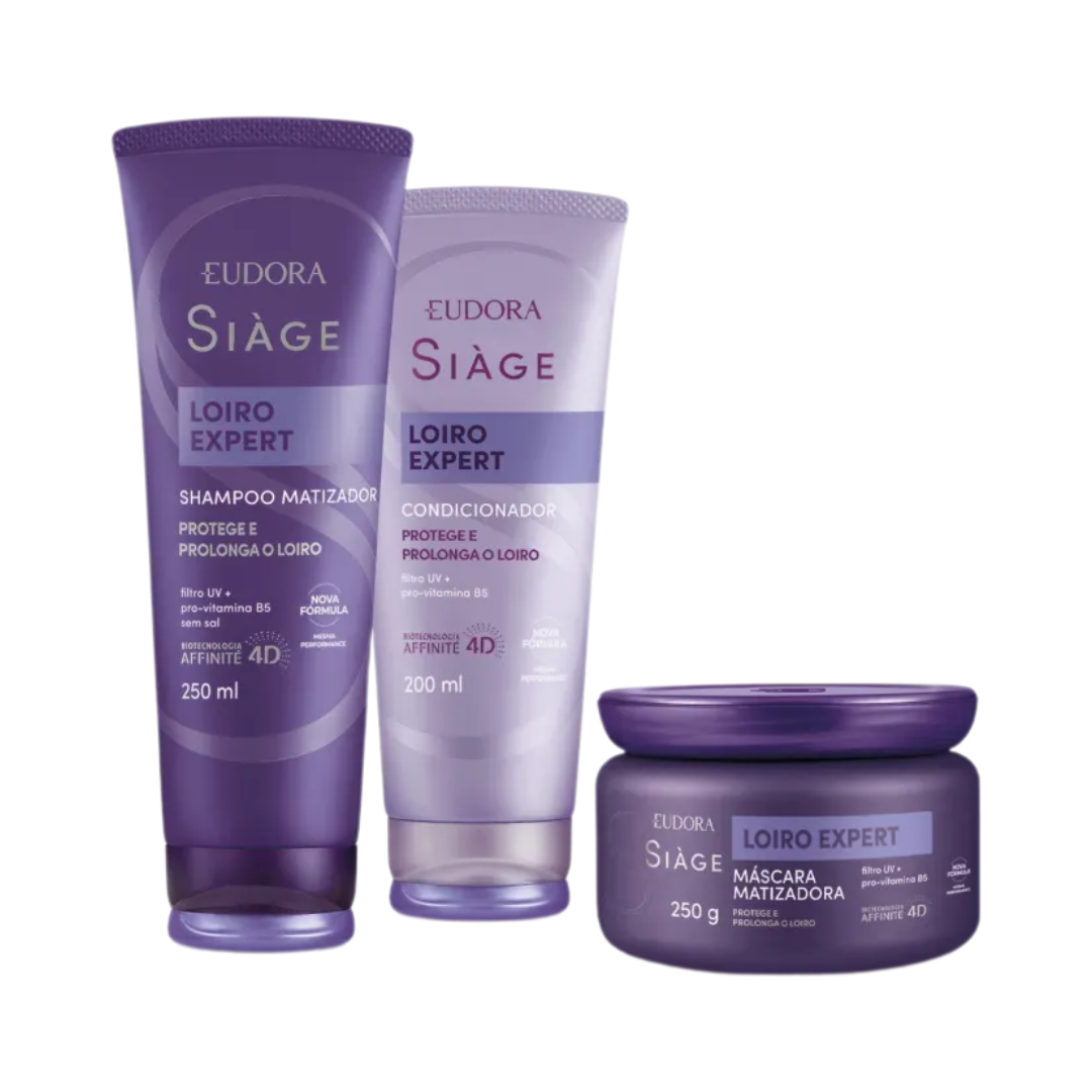 Combo Siàge Loiro Expert: Shampoo 250ml + Máscara 250g + Condicionador 200ml