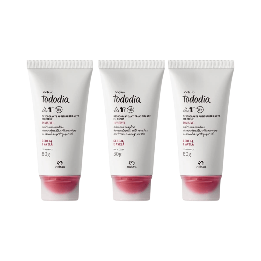 Kit Desodorante Antitranspirante Em Creme Tododia Cereja E Avelã (3 Unidades)