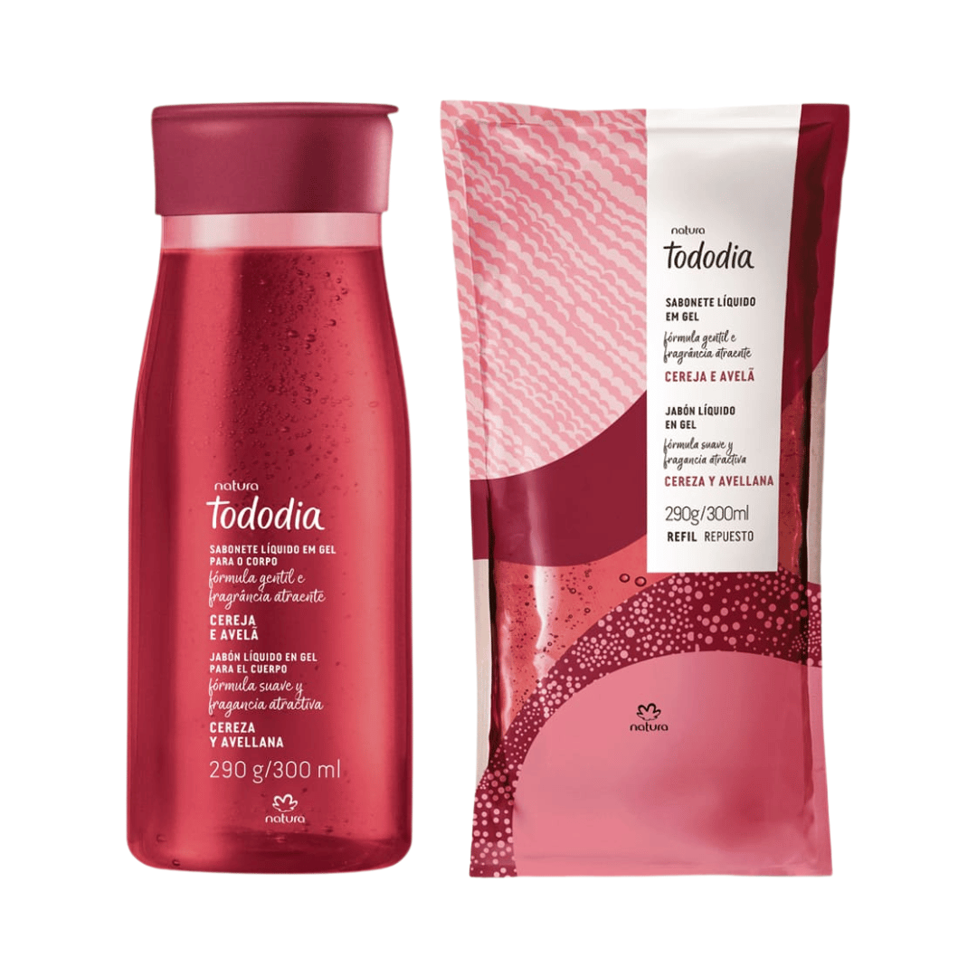 Kit Sabonete Líquido Em Gel Tododia Cereja E Avelã Com Refil