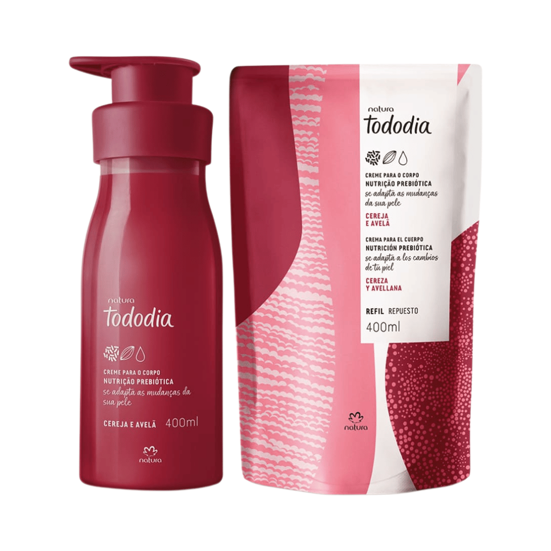 Kit Creme Desodorante Nutritivo Para O Corpo Tododia Cereja E Avelã Com Refil