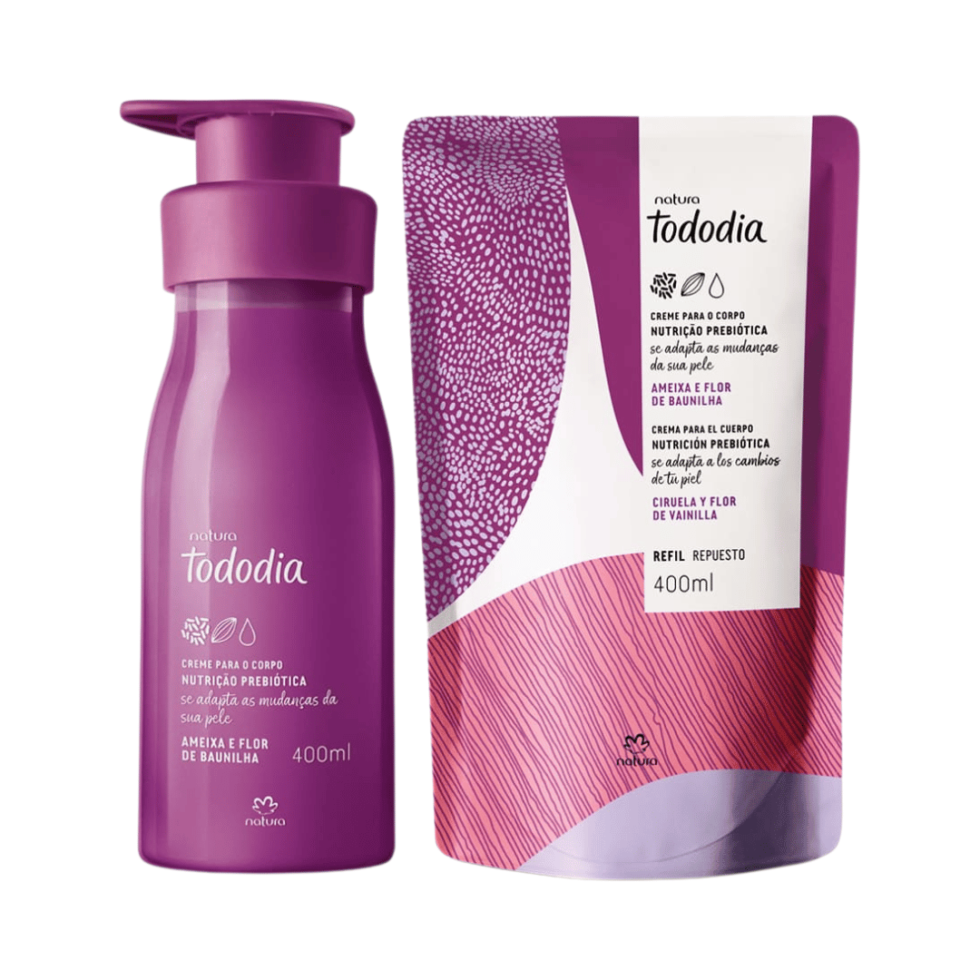 Kit Creme Desodorante Nutritivo Para O Corpo Tododia Ameixa E Flor De Baunilha Com Refil