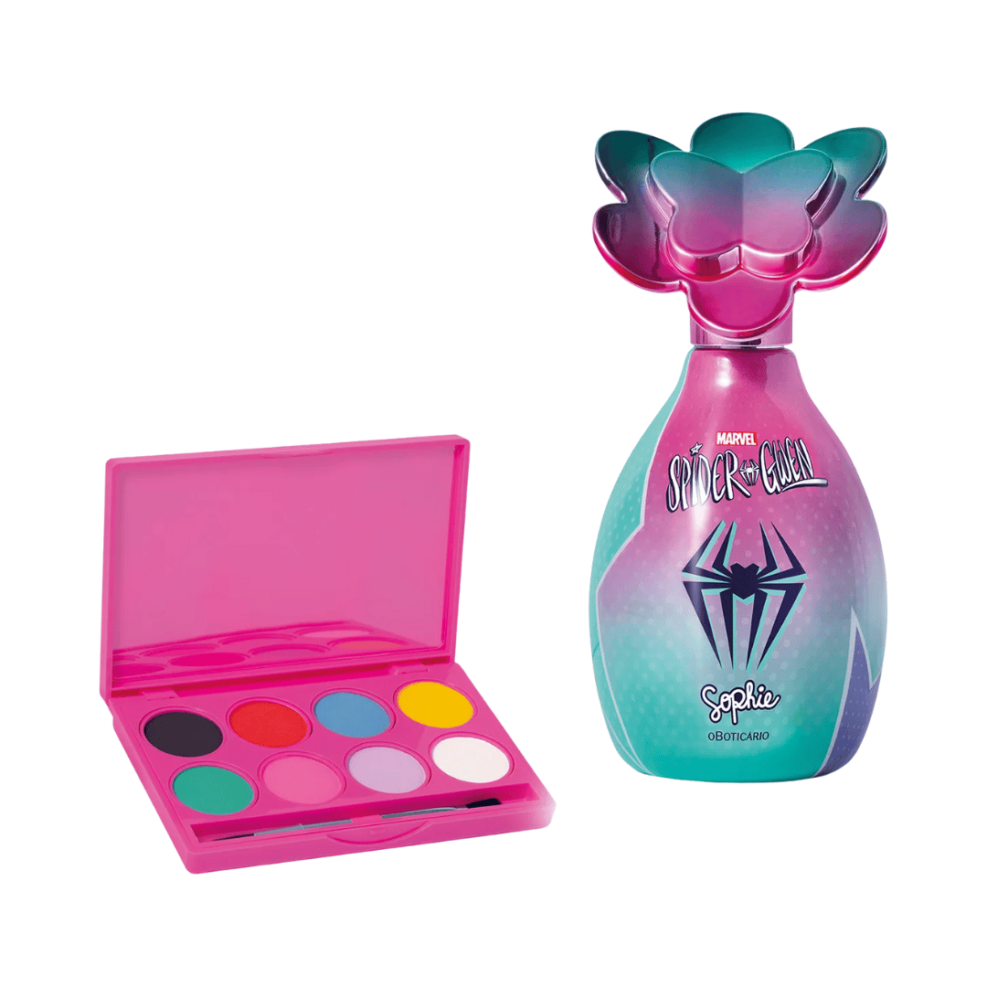 Combo Sophie Spider-Gwen: Colônia Infantil 100ml + Paleta Multifuncional