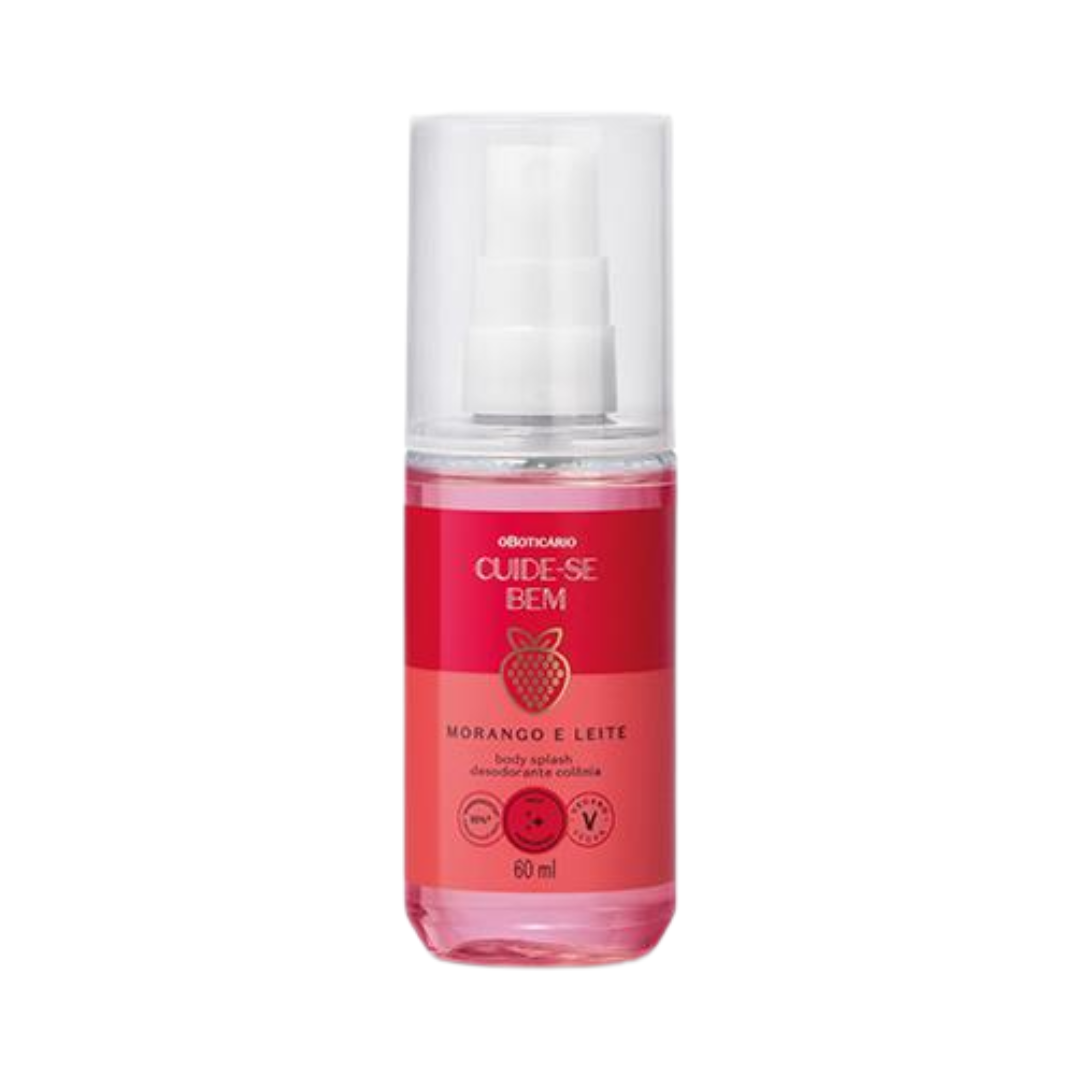 Body Splash Desodorante Colônia Cuide-se Bem Morango e Leite 60ml