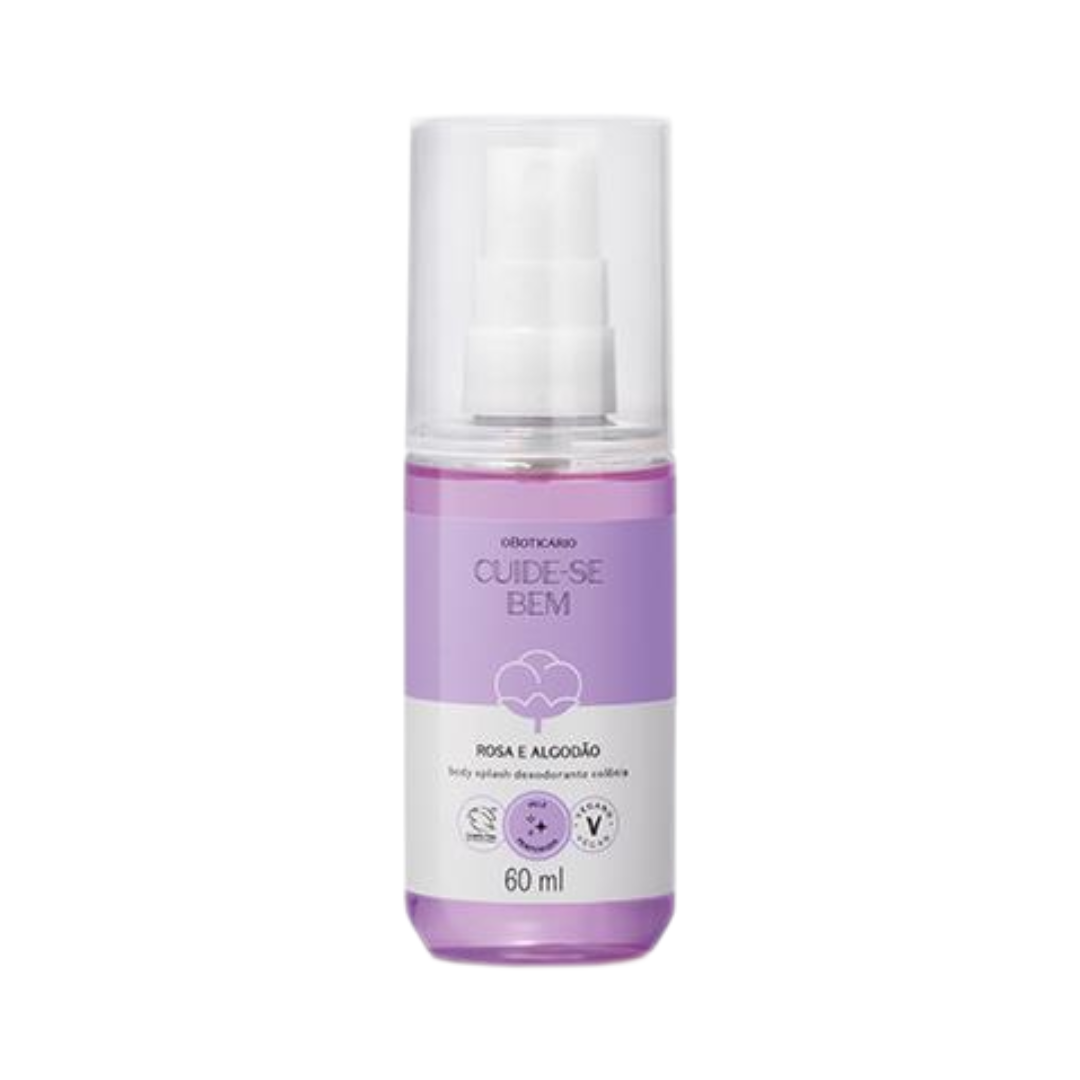 Body Splash Desodorante Colônia Cuide-se Bem Rosa e Algodão 60ml