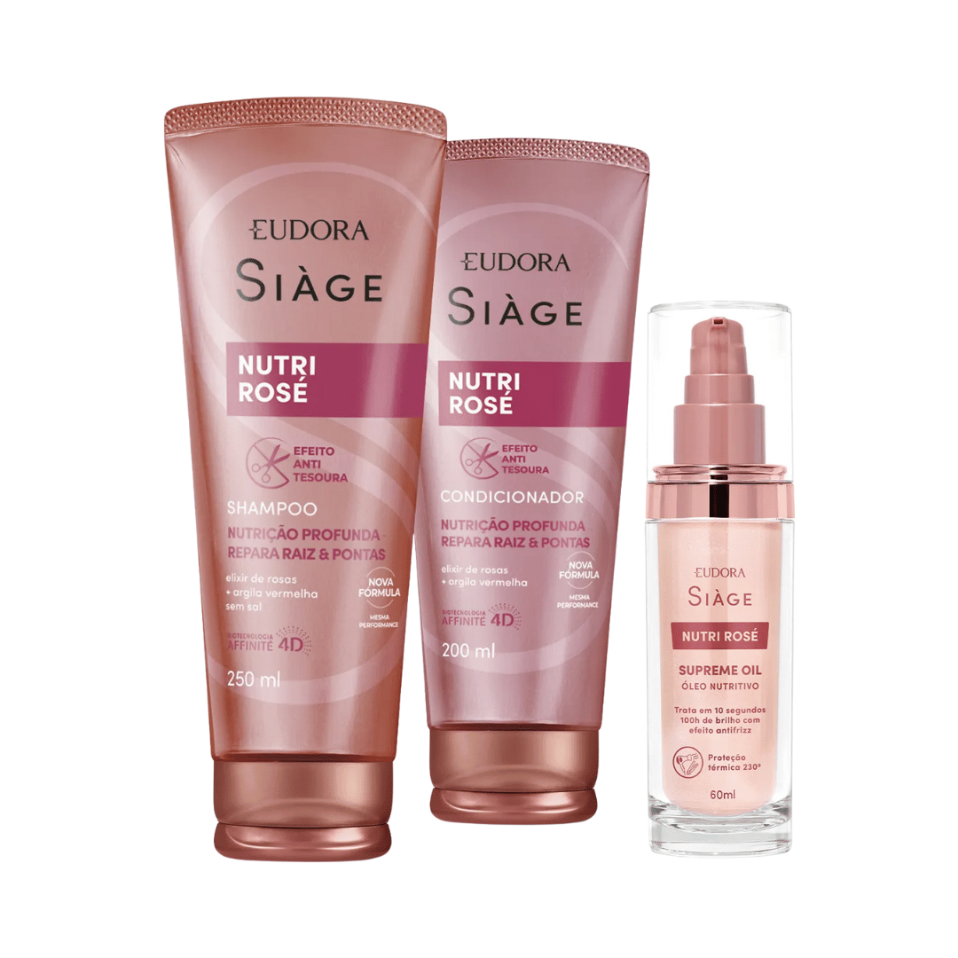 Combo Siàge Nutri Rosé: Shampoo 250ml + Condicionador 200ml + Supreme Oil 60ml