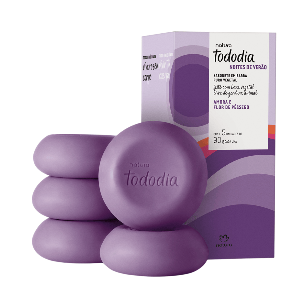 Sabonete Em Barra Puro Vegetal Tododia Amora E Flor De Pêssego 5x90g