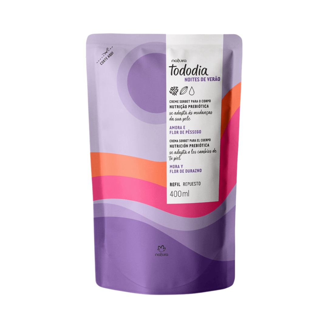 Refil Creme Sorbet Desodorante Nutritivo Para O Corpo Tododia Amora E Flor De Pêssego 400ml