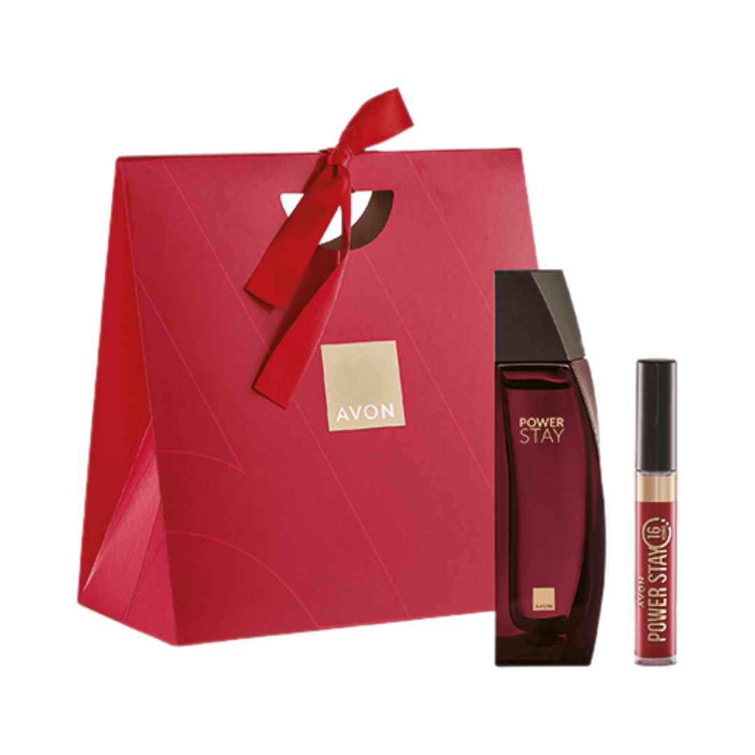 Presente Avon Power Stay Dupla Especial Vermelho Terra