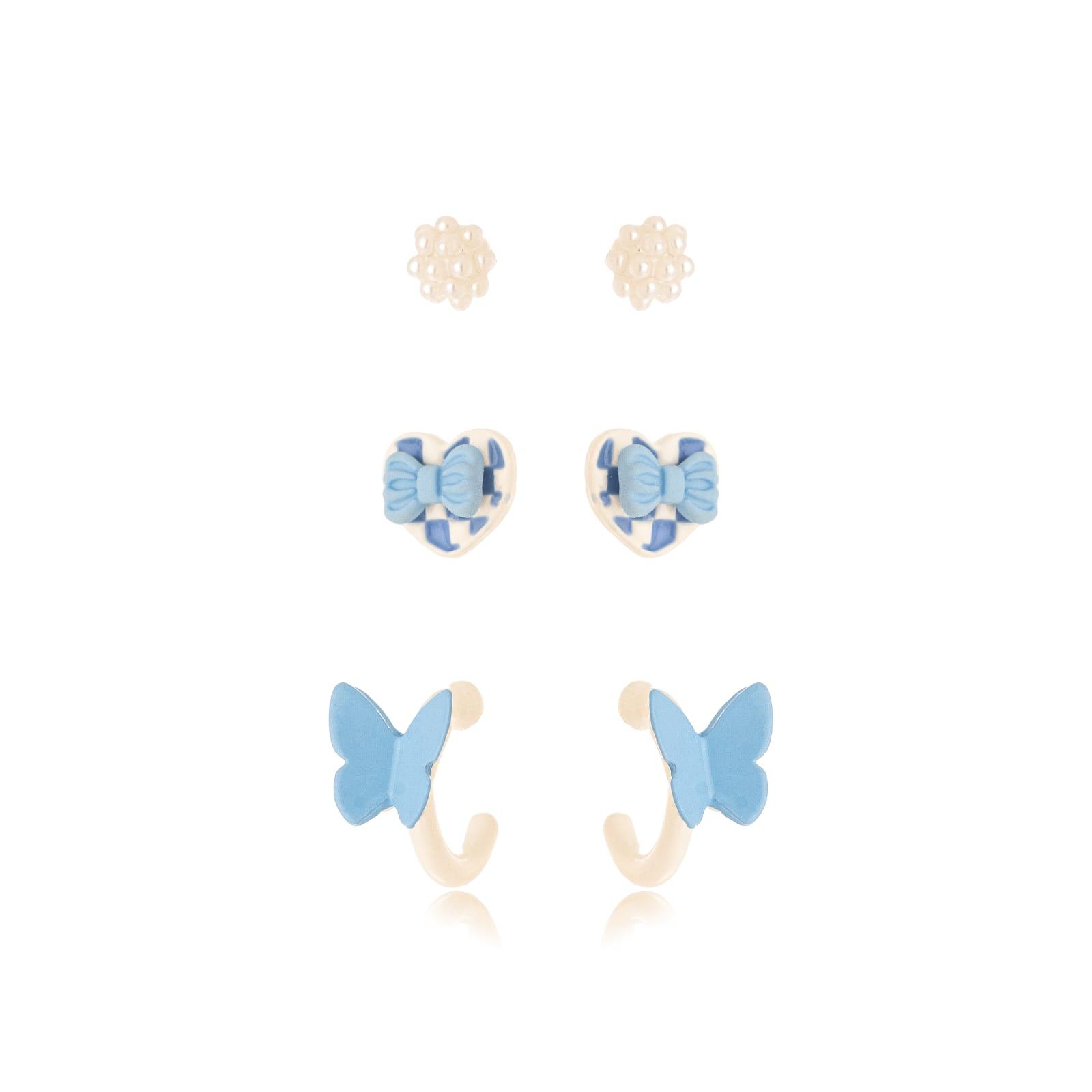 Trio Azul Royal Borboleta e Lacinho