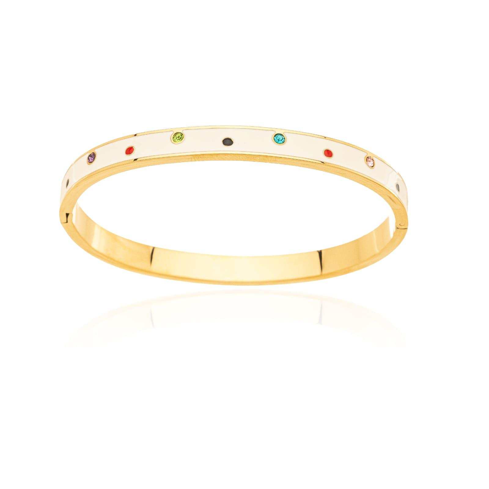 Bracelete Resina Branco com Ponto
