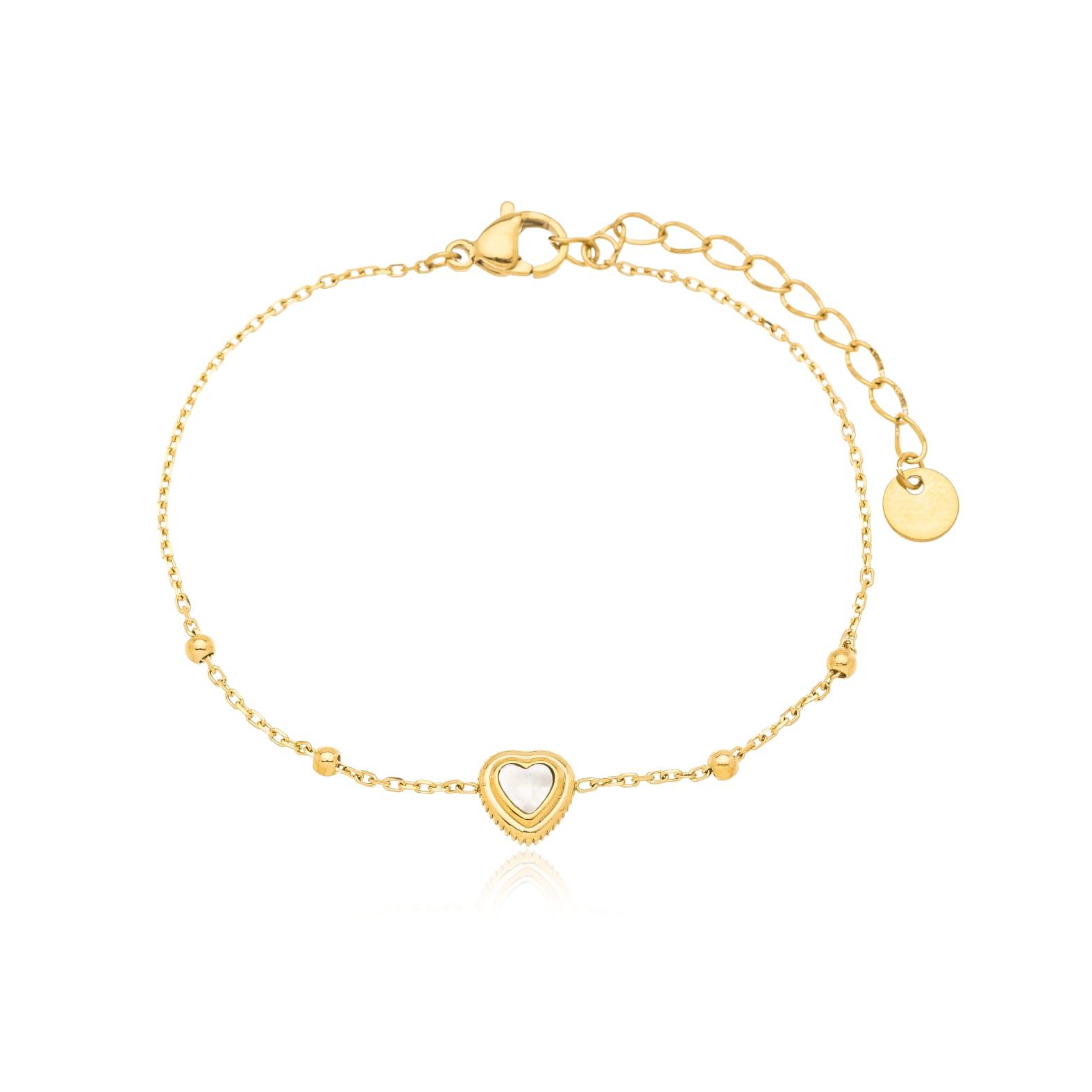 Pulseira Coração com Madre Cravado
