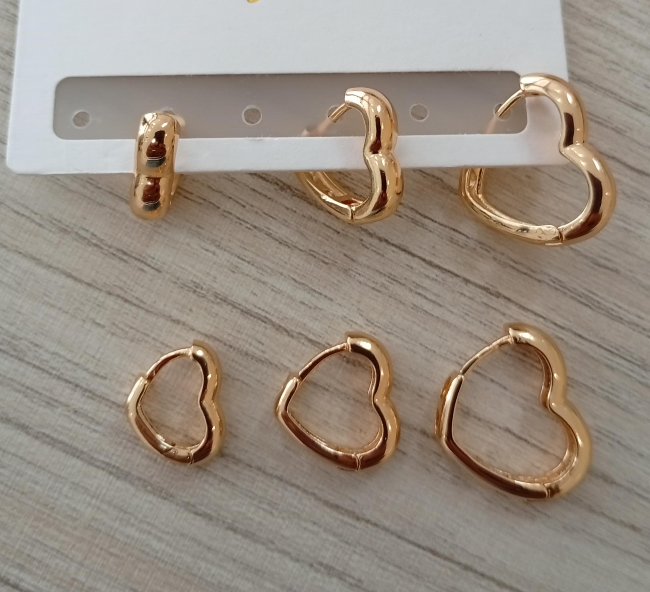 Trio Argola Coração Dourado