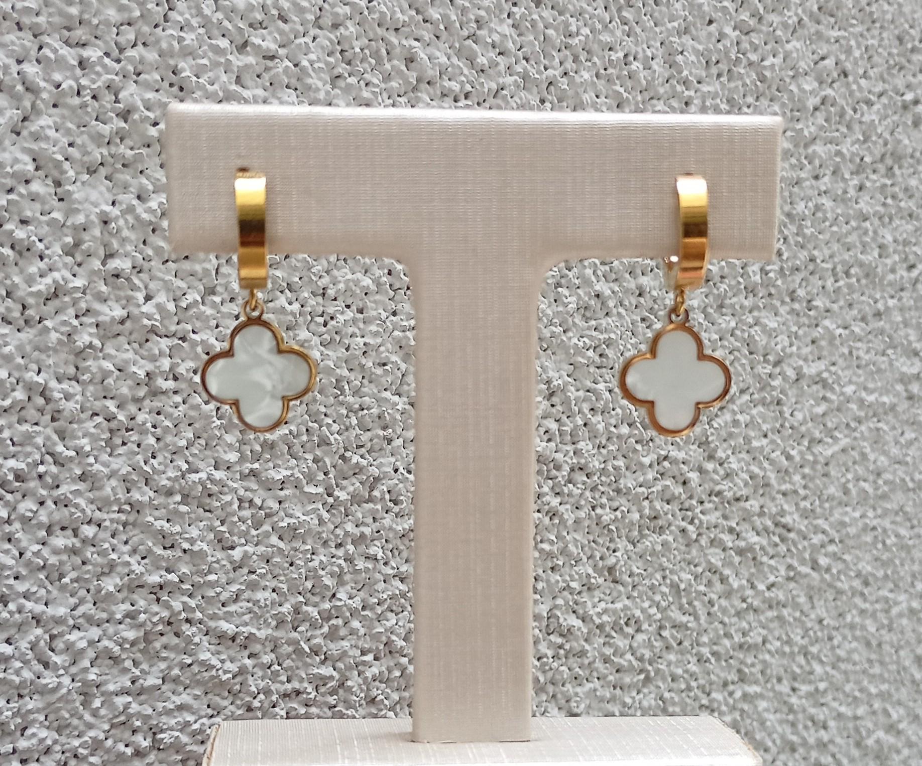 Brinco Argola Inox Insp. Branco Dourado