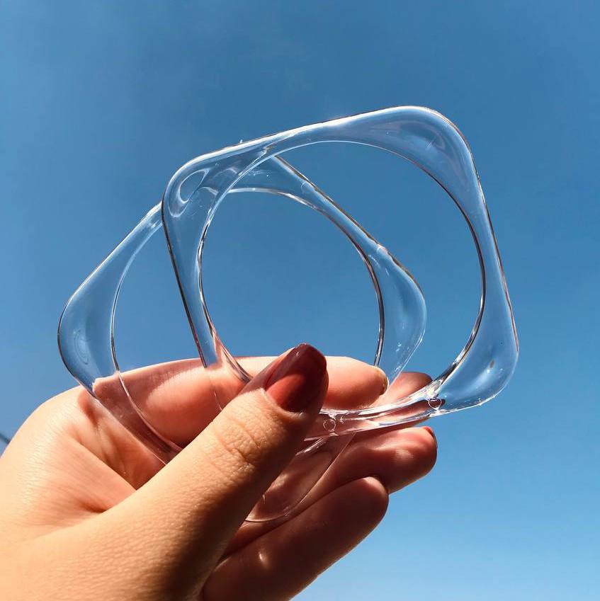 Dupla Pulseira Acrílico Transparente