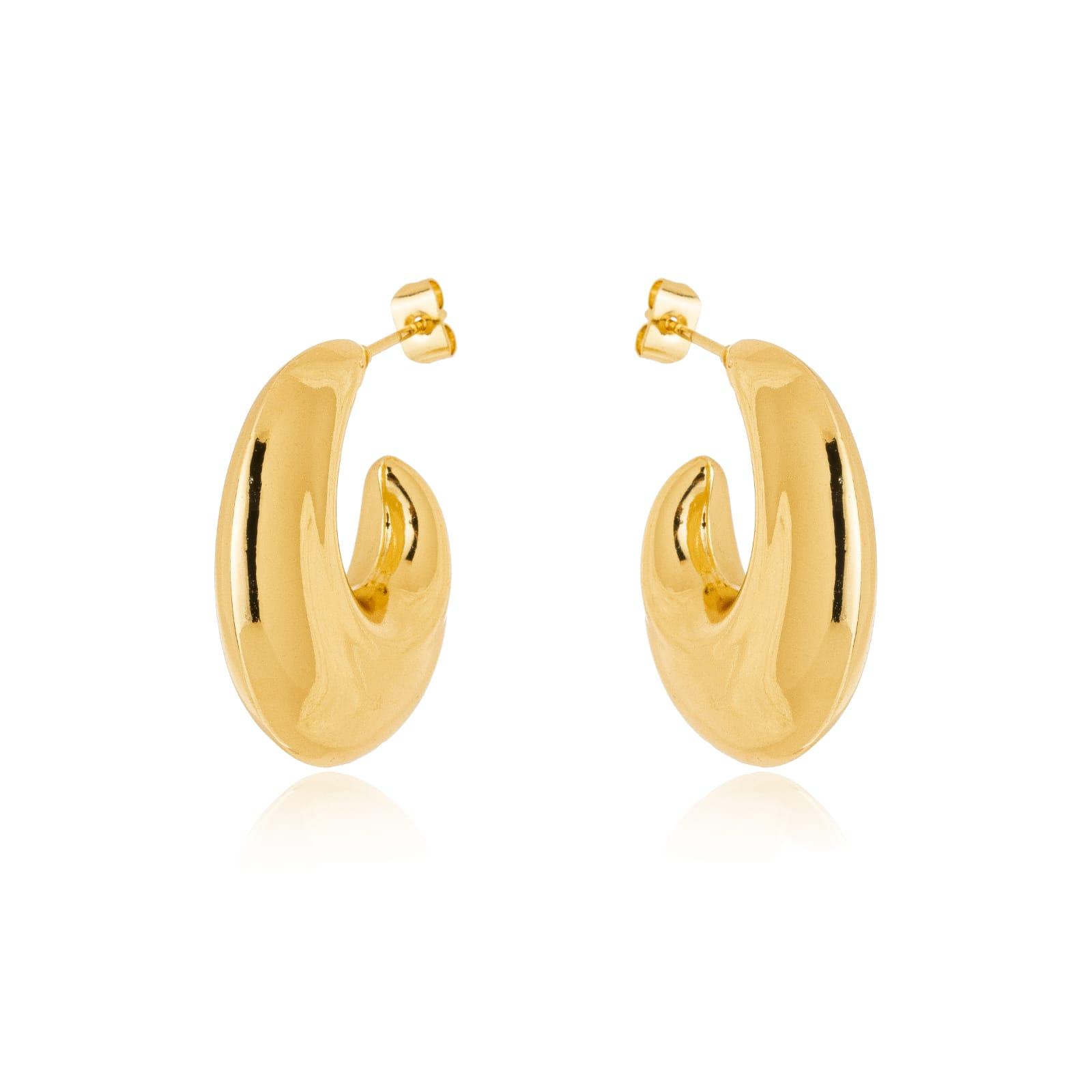 Brinco Meia Lua Dourado Inox