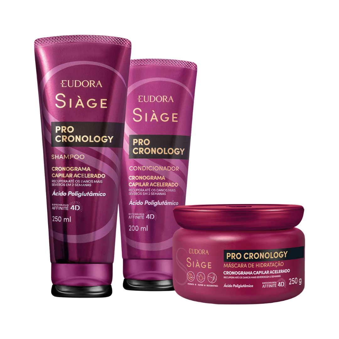Combo Siàge Pro Cronology: Shampoo 250ml + Condicionador 200ml + Máscara De Hidratação 250g