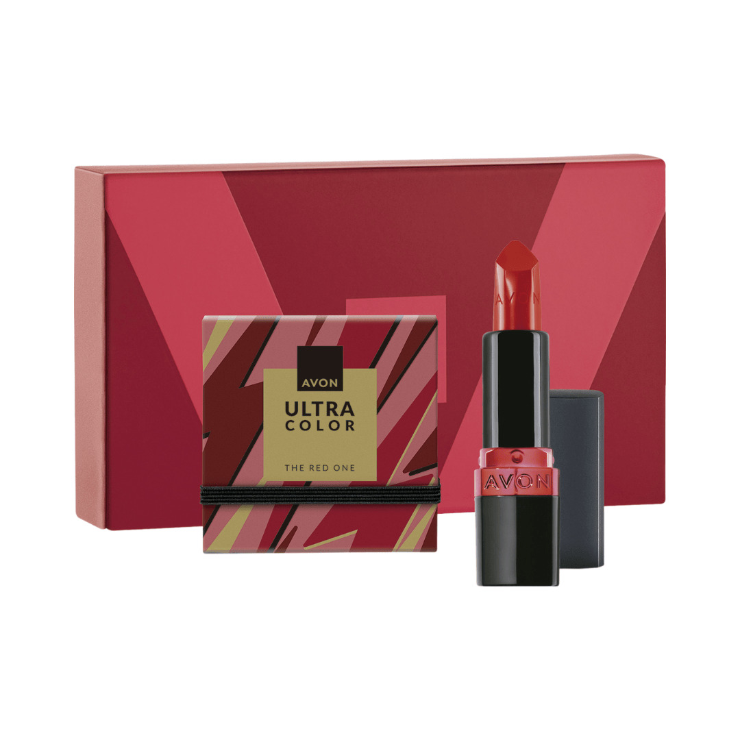 Presente Avon Ultras Duo Blush Em Pó Vermelho + Batom Cremoso Vermelho Puro