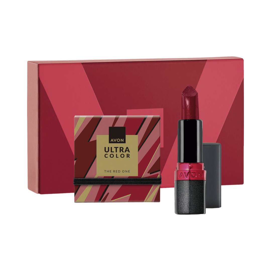 Presente Avon Ultras Duo Blush Em Pó Vermelho + Batom Brilhante Vermelho Glitz