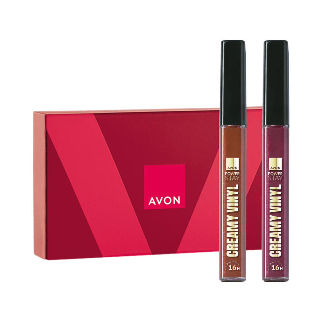 Presente Avon Power Stay Dupla Vinyl Vermelho Rosê + Magenta Fascinante