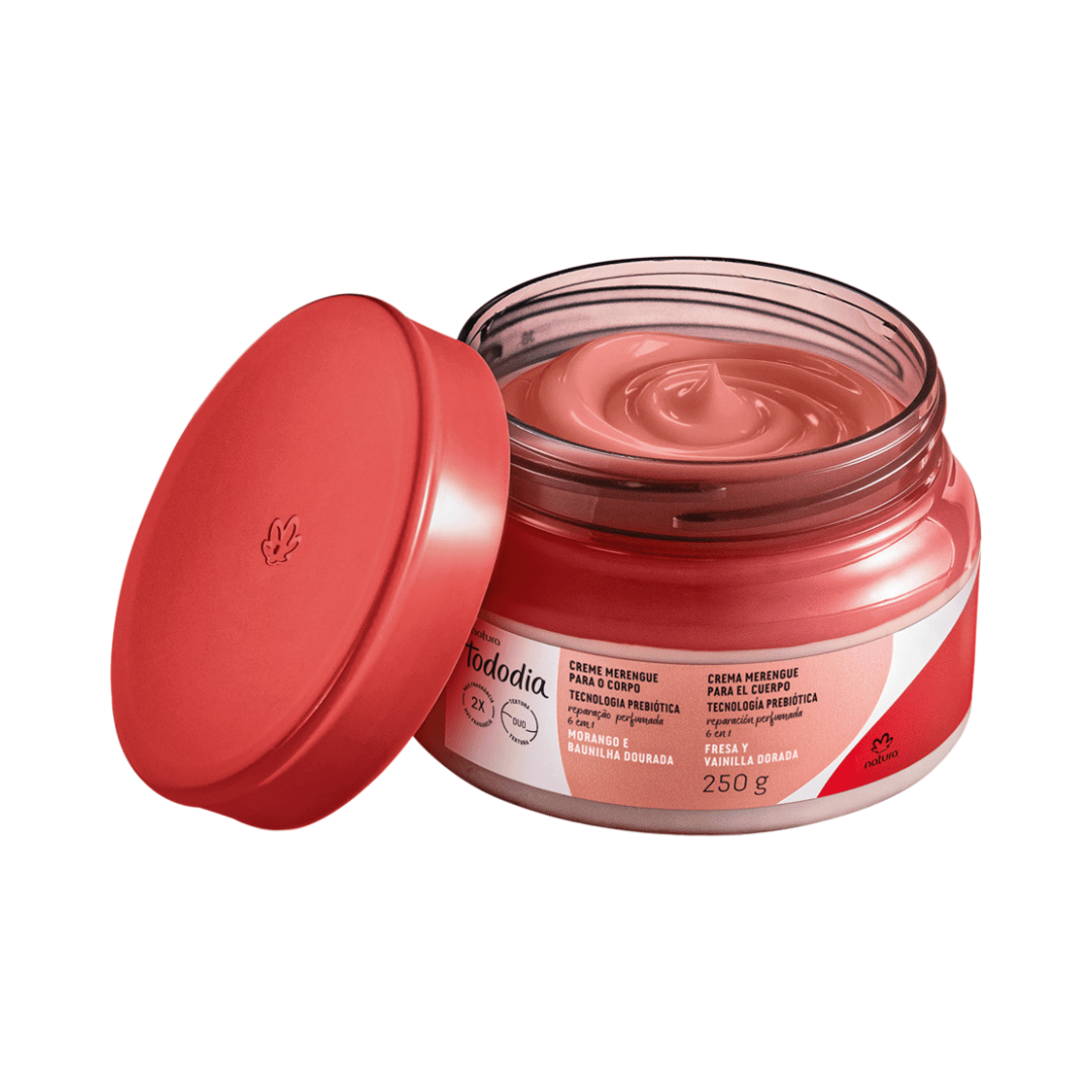 Creme Merengue Para O Corpo Tododia Morango E Baunilha Dourada 250g