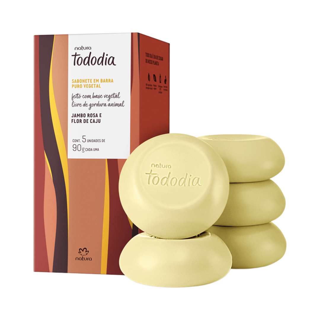 Sabonete Em Barra Puro Vegetal Tododia Jambo Rosa E Flor De Caju 5x90g