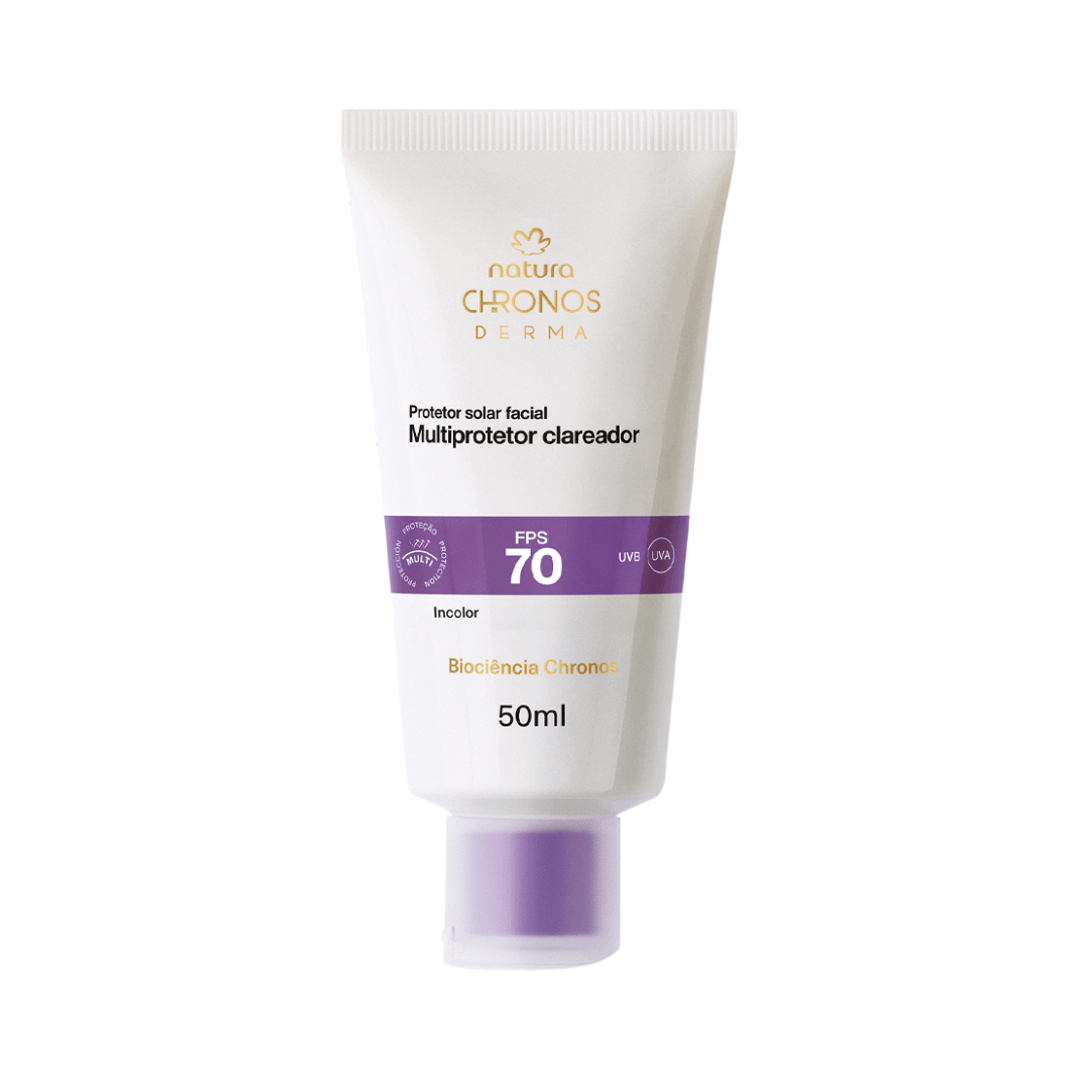Protetor Solar Facial Multiprotetor Clareador FPS 70 Chronos Derma - Incolor