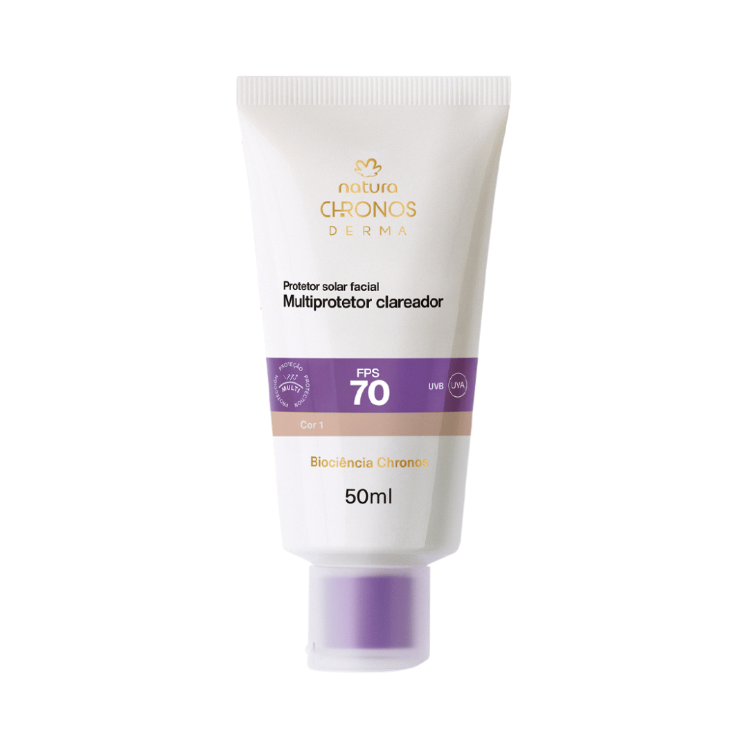 Protetor Solar Facial Multiprotetor Clareador FPS 70 Chronos Derma - Cor 1