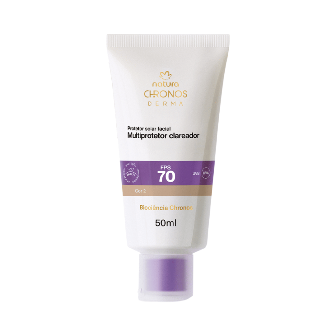 Protetor Solar Facial Multiprotetor Clareador FPS 70 Chronos Derma - Cor 2