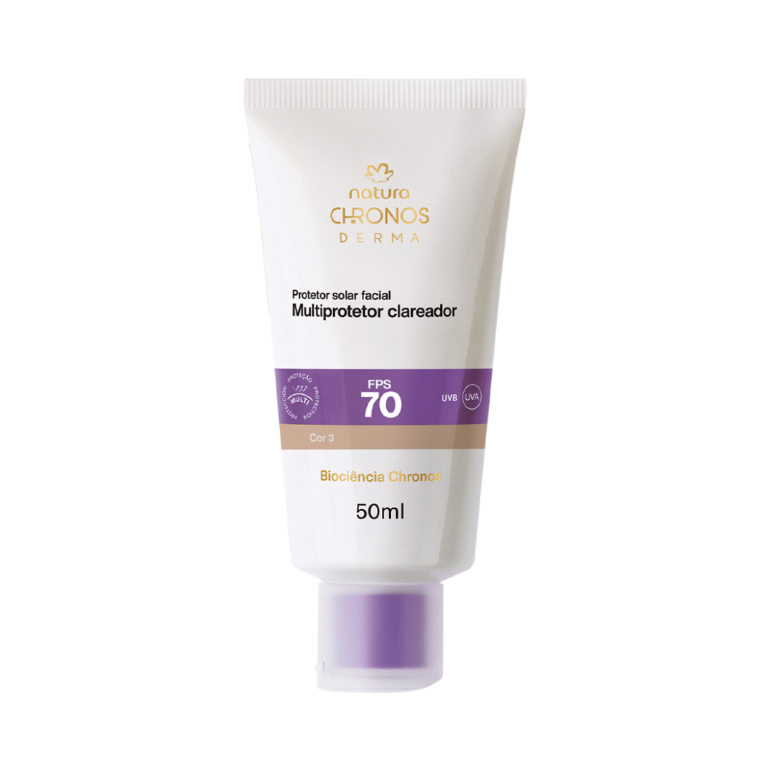 Protetor Solar Facial Multiprotetor Clareador FPS 70 Chronos Derma - Cor 3