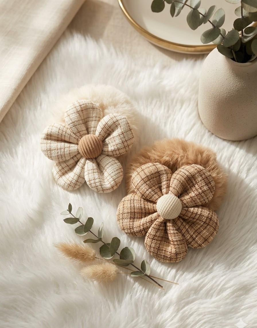 Elástico Fofis e Flor Tweed