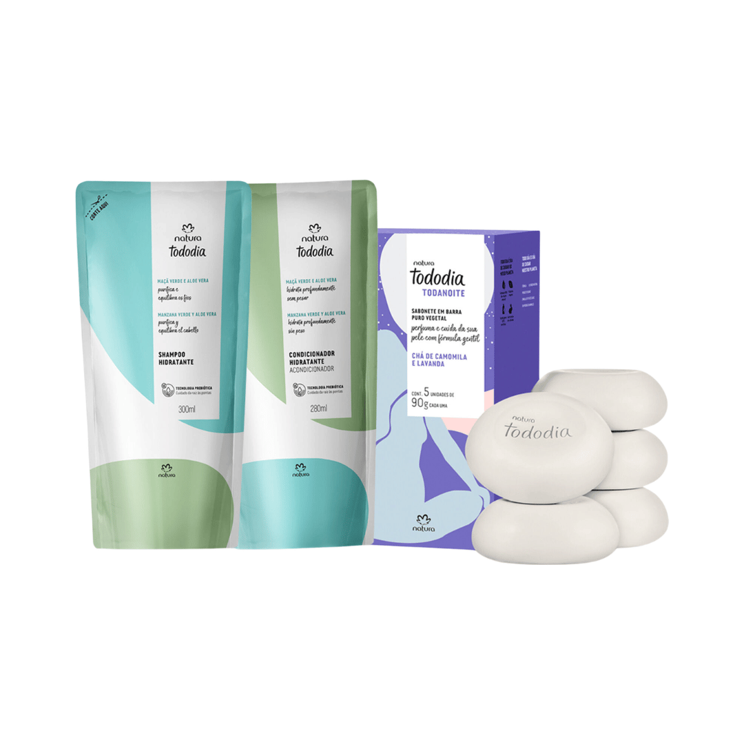 Kit Refil Hidratante Shampoo, Condicionador E Sabonete Natura Tododia (3 Produtos)