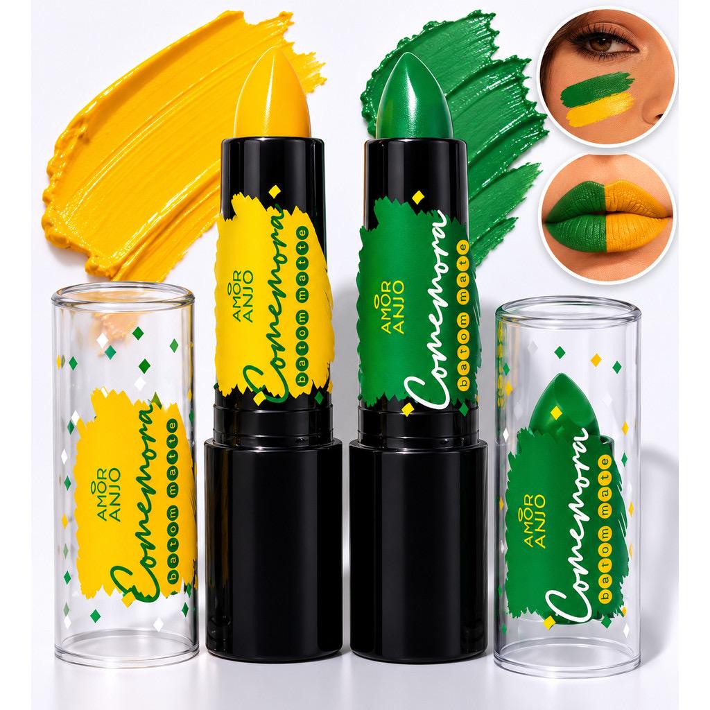 Batom Bastão Verde e Amarelo Copa do Mundo