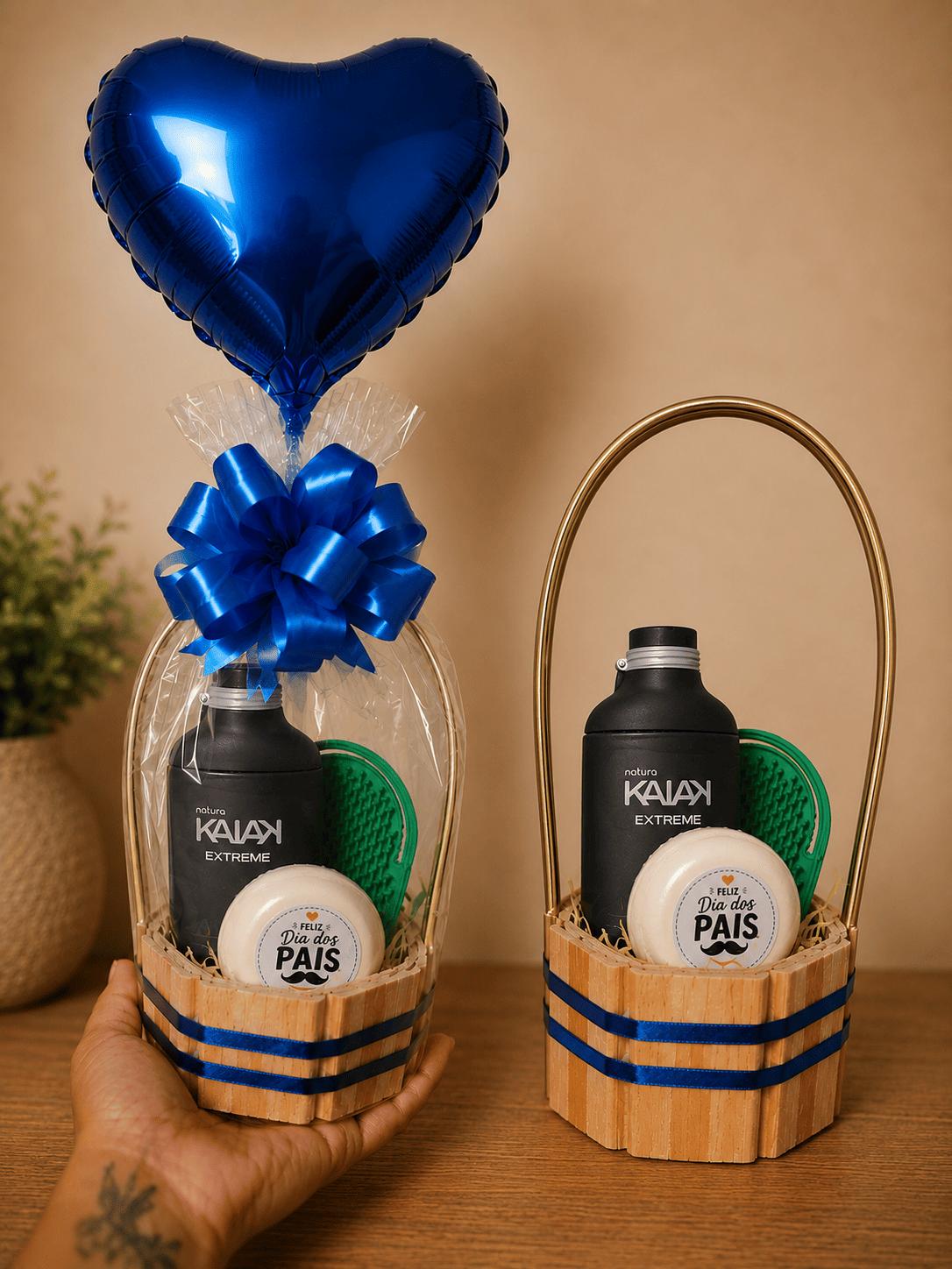 Cesta Presente Personalizada Dia dos Pais- Deo Colônia Masculino Kaiak Extremo 100 ml
